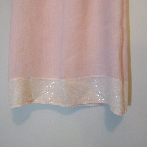 Via SIGNORIA 100% Linen Shift Pink Dress with Cotton Lace Made in Italy Small - Picture 5 of 9